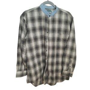Not Your Basic Plaid Button-Up Shirt Denim Collar Cotton Gorpcore Streetwear